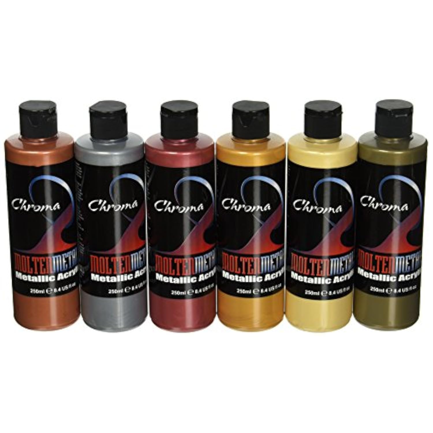 Chroma Molten Metals Acrylic Paint Set, 8.4 oz Bottle, Assorted Color, Set of 6 - 1442894