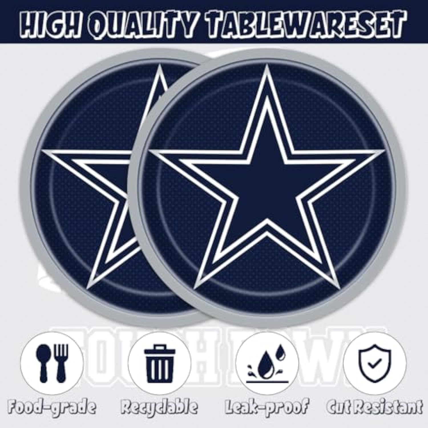 40Pcs Football Party Decorations Baby Shower Plates And Napkin Sets For Cowboy Party Supplies Navy Blue Football Birthday Party Decorations