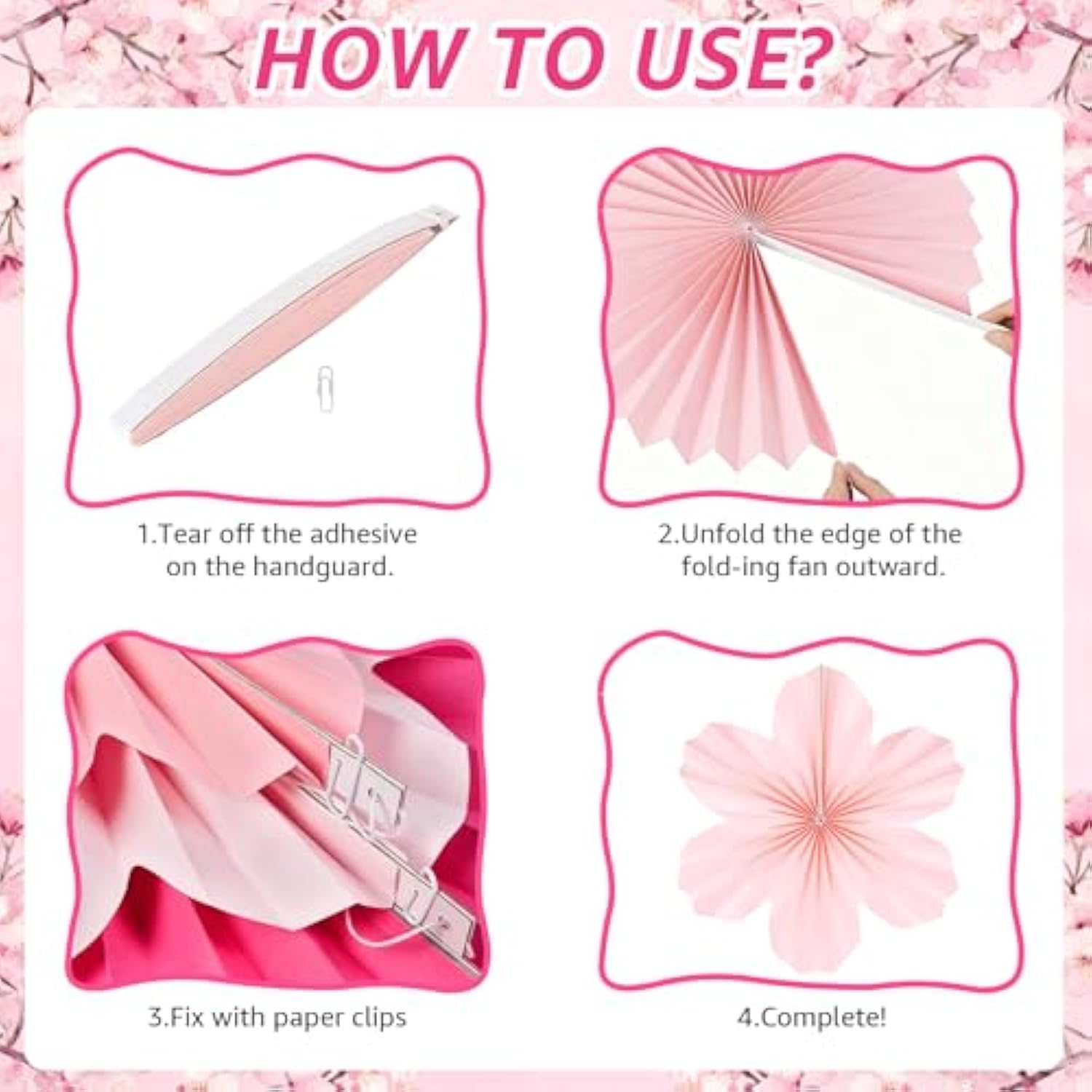 Hot Pink Party Paper Flowers Decorations Pink Fans Hanging Ornaments Paper Floral Backdrop Decor Wedding Birthday Party Engagement Valentine'S Day Baby Showers Decoration