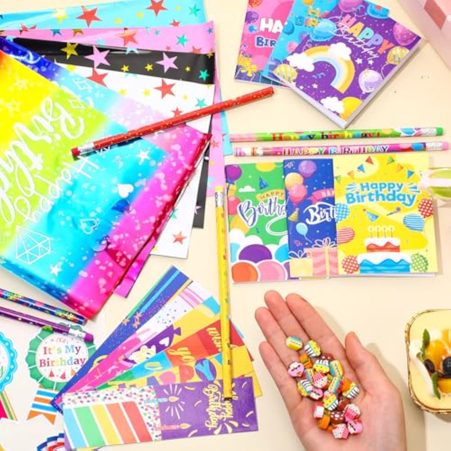 168 Pcs Birthday Classroom Gifts For Students Kids Birthday Return Gifts From Teacher Pencils Notebooks Bracelets Badge Stickers Bookmarks Erasers For Class Reward School Prize Party Favor