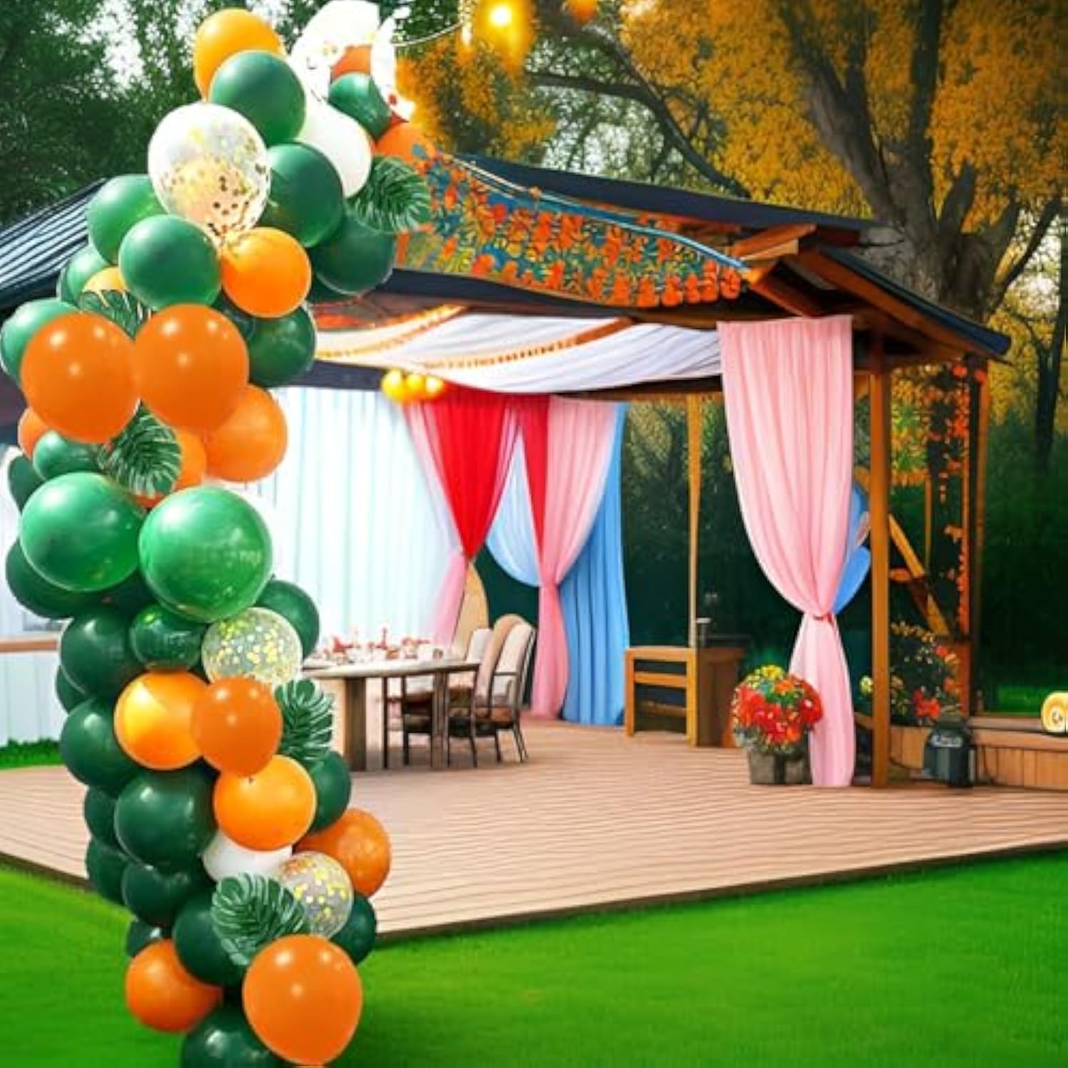 12Inch Green Orange Balloons With Green Orange Confetti Balloons Perfect For Party Decorations,Pack Of 50