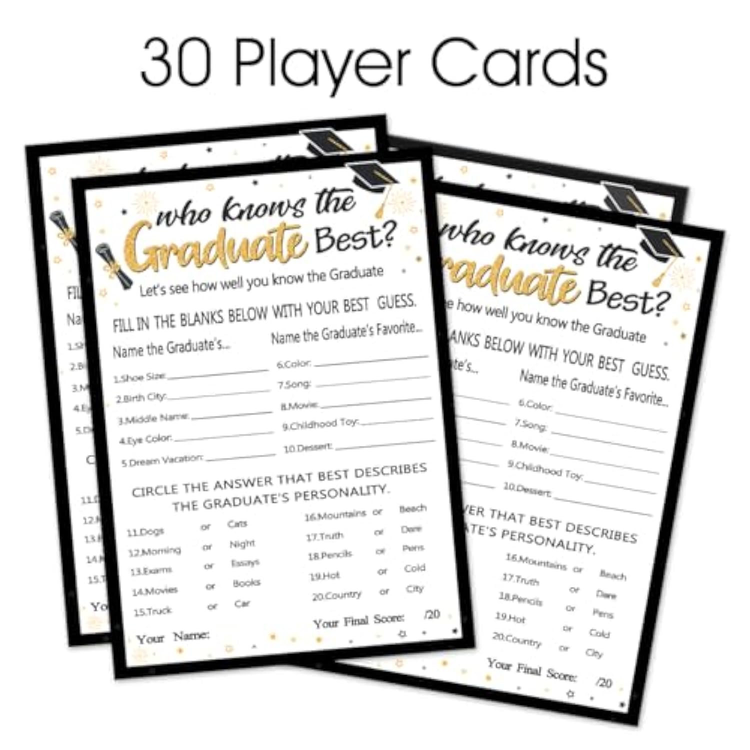Who Knows The Graduates Best - Grad Graduation Party Game 2025 Party Supplies Decoration- 30 Cards