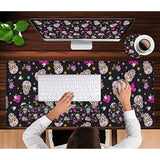 Gaming Mouse Pad Set, Large Mouse Pad And Ergonomic Memory Foam Keyboard Wrist Rest Support, Easy Typing Pain Relief Writing Mat, Extended Office Desk Mat Cute Funy Sugar Skull Black Mouse Pad