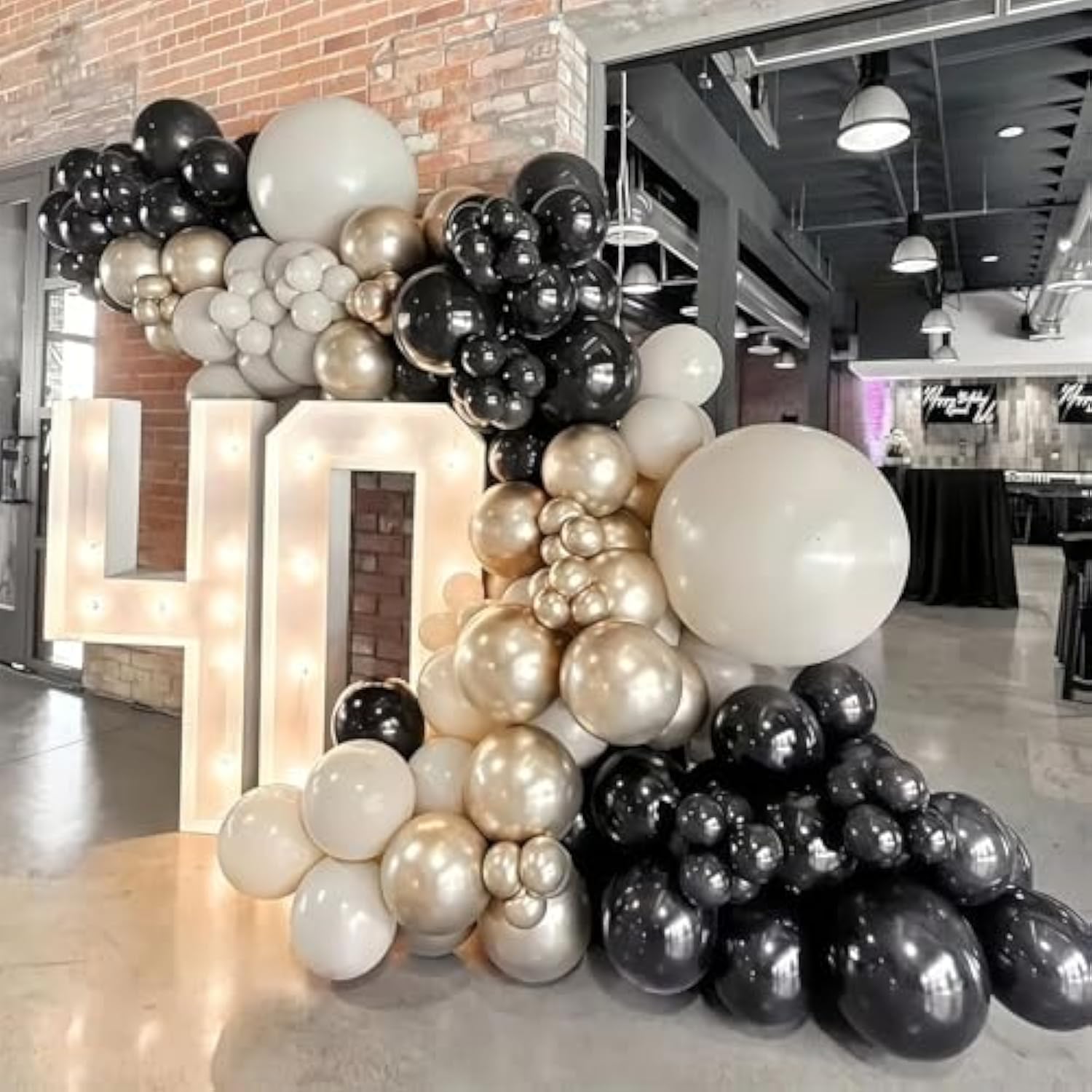 35pcs Black White Gold Balloons 12in with Metallic Confetti for Party Decor