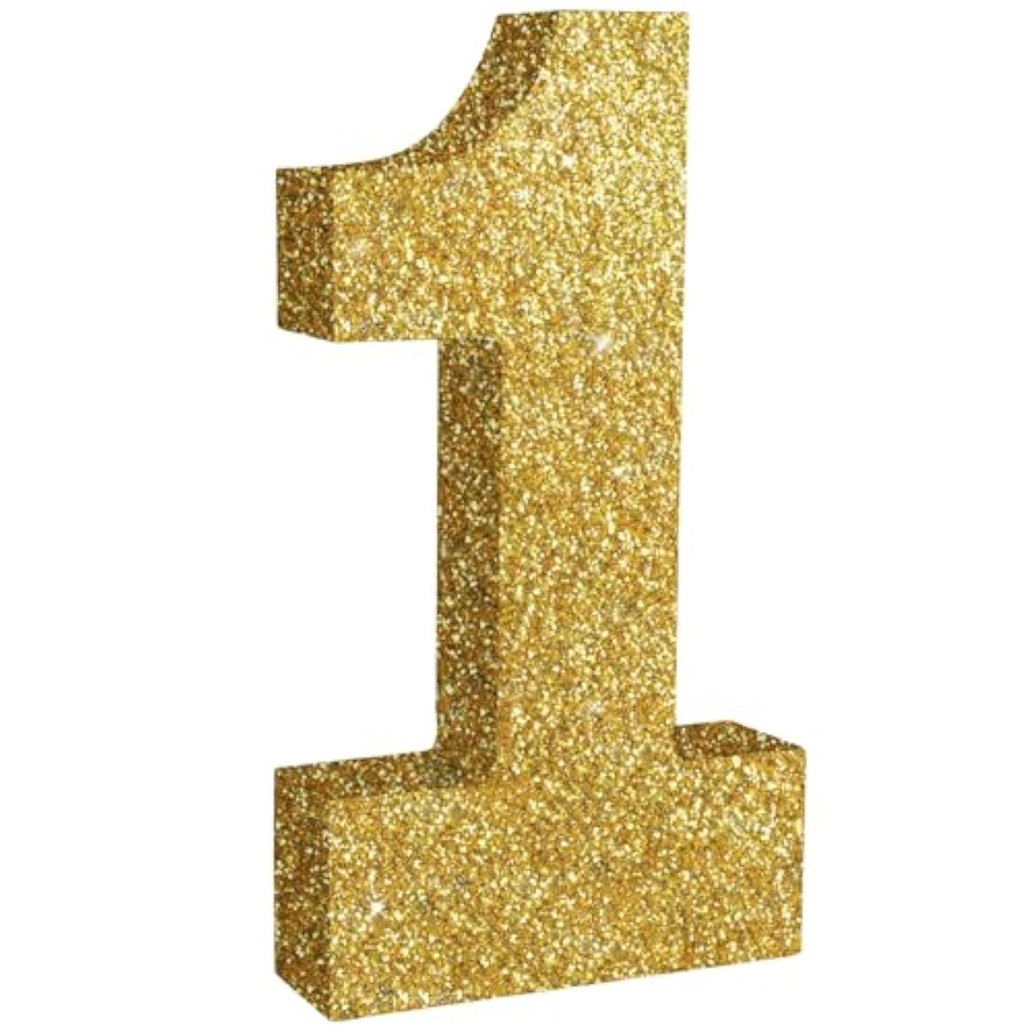 7.8 Inch Gold Glitter Number 1 Wooden Table Centerpieces Birthday Party Decorations,Shining Golden Digit 1 For Birthday Decorations,New Year,Graduation Decoration,Anniversary,Prop (1 Pack)