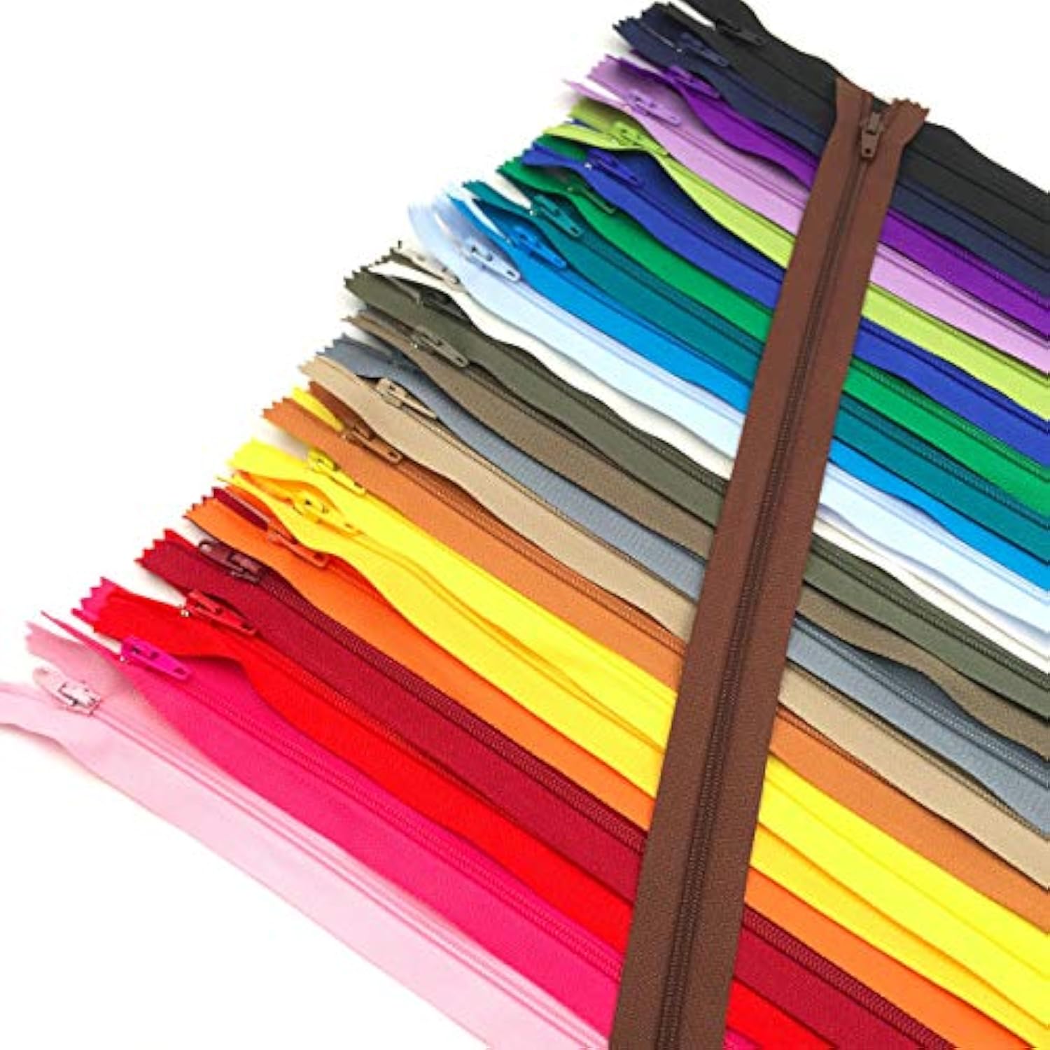 60Pcs 16 Inch Zippers-25Colors Nylon Coil Zipper Bulk #3 Zippers For T