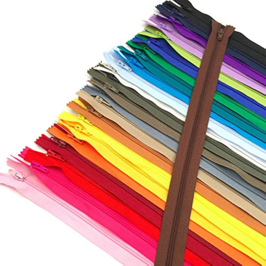 60Pcs 16 Inch Zippers-25Colors Nylon Coil Zipper Bulk #3 Zippers For T
