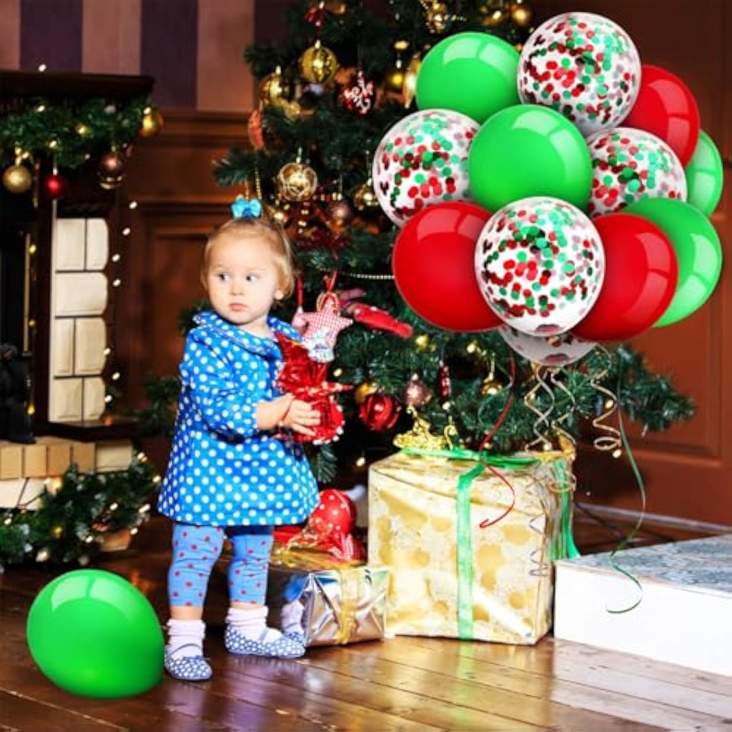 80 Piece 12 Inch Confetti Latex Balloons Event Party Supplies St Patrick'S Day 4Th July Labor Day Mardi Gras Wedding Birthday Baby Shower Balloons (Christmas Red, Christmas Green)