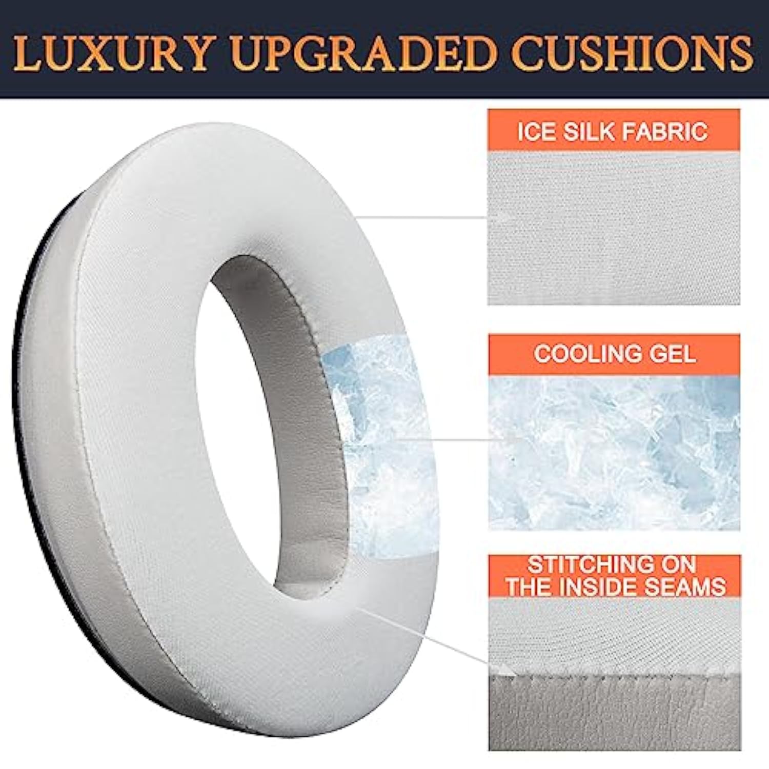 Cooling Gel Earpads Replacement For Bose Quietcomfort 45 (Qc45)/Quietcomfort Se (Qc Se)/Quiet Comfort Wireless Over-Ear Headphones, Ear Pads Cushions With Ice Silk Fabric - White