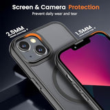 For Iphone 13 Case,Iphone 14 Case With Screen Protector, [Compatible With Magsafe] Ultra Slim Translucent Matte Shockproof Protection Phone Cover-Black