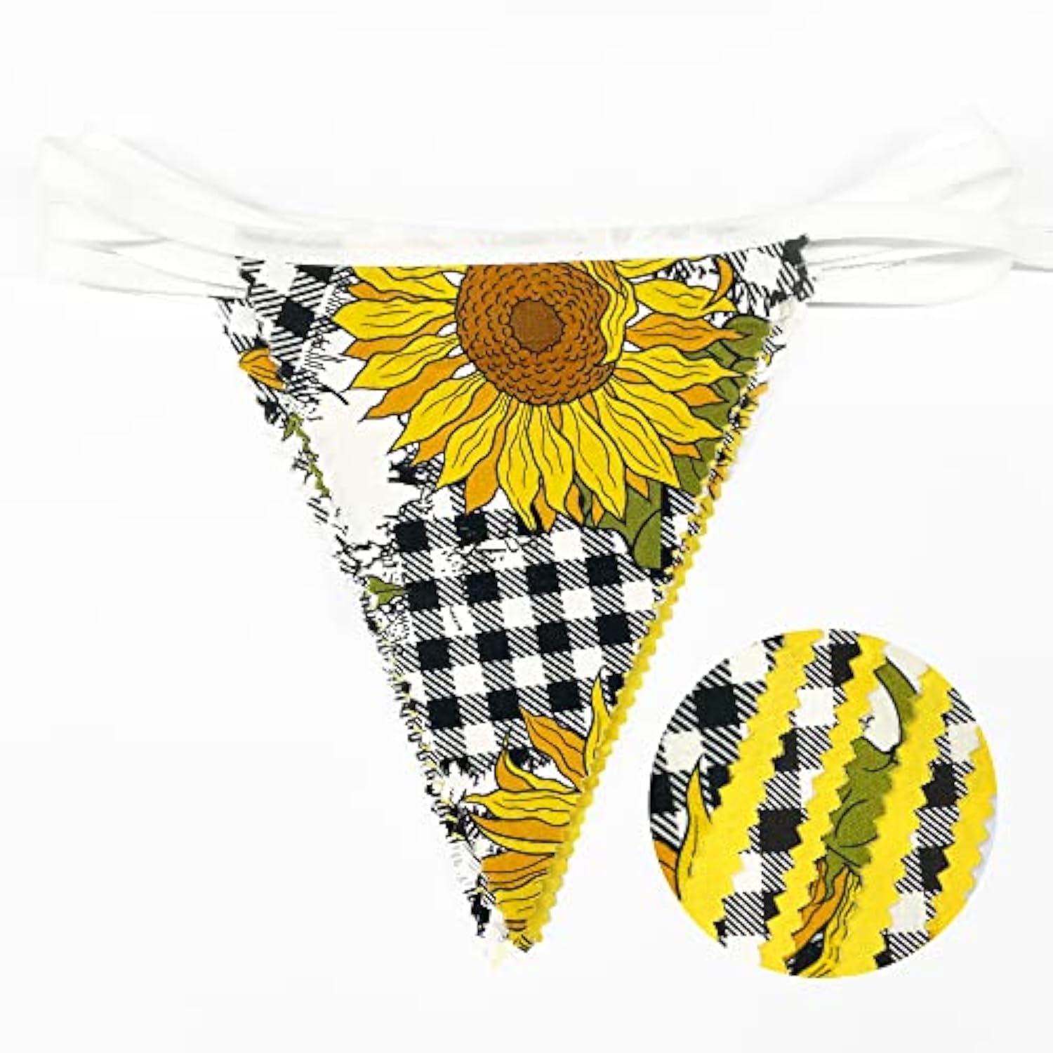 32Ft Yellow And Black Plaid Sunflower Pennant Banner Fabric Triangle F