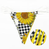 32Ft Yellow And Black Plaid Sunflower Pennant Banner Fabric Triangle F