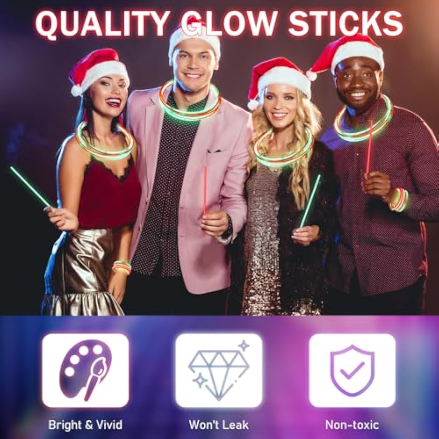 1000pcs Christmas Glow Sticks 8 Inch Red Green Light Up Party Favors Supplies