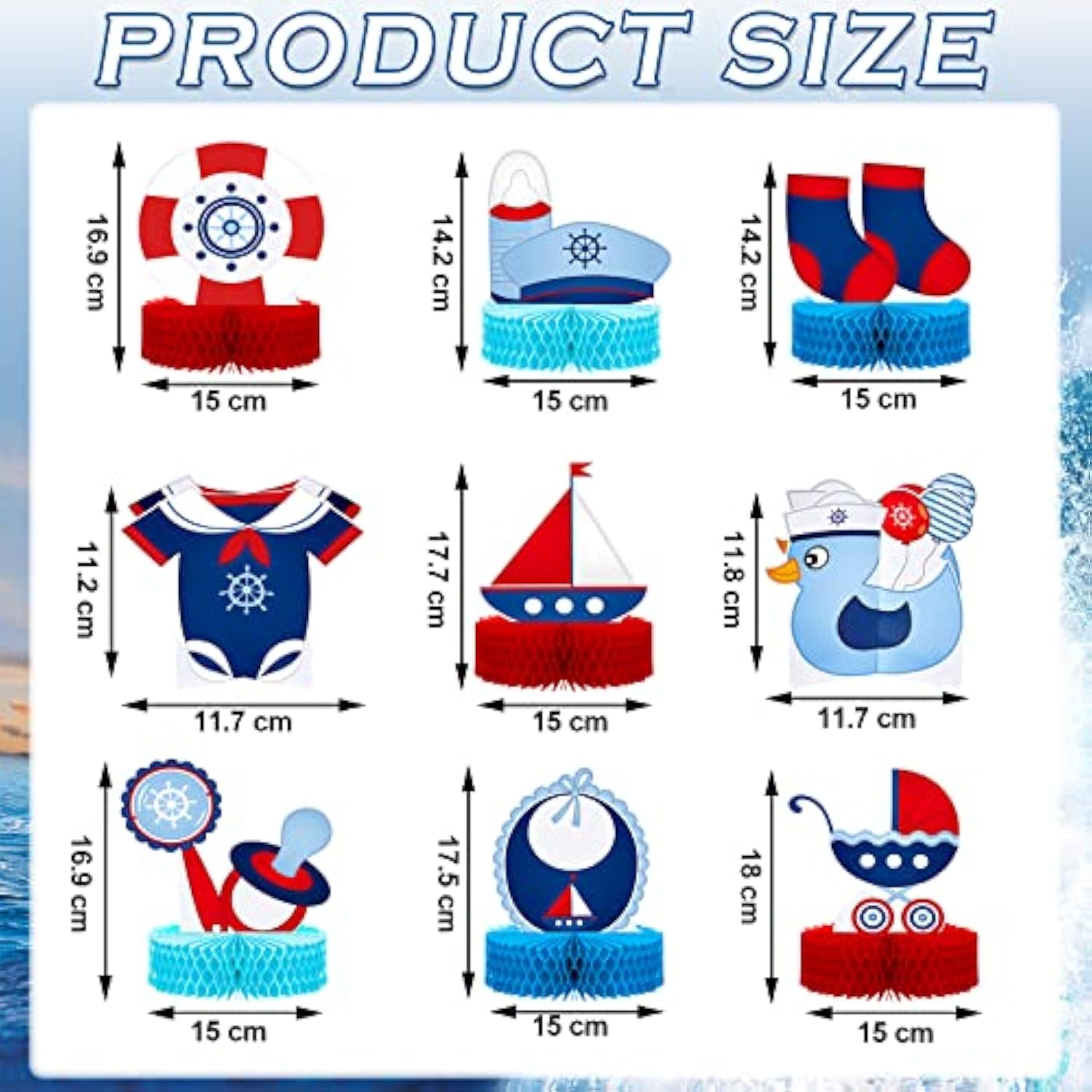 9 Pcs Nautical Baby Shower Decorations Nautical Baby Boy Honeycomb Cen