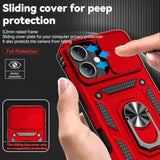 Phone Case For Iphone 16 Plus Case With Hd Screen Protector & Slide Camera Cover & Rotated Ring Kickstand, [-Grade] Phone Case For Iphone 16 Plus (6.7‘’) (Red)