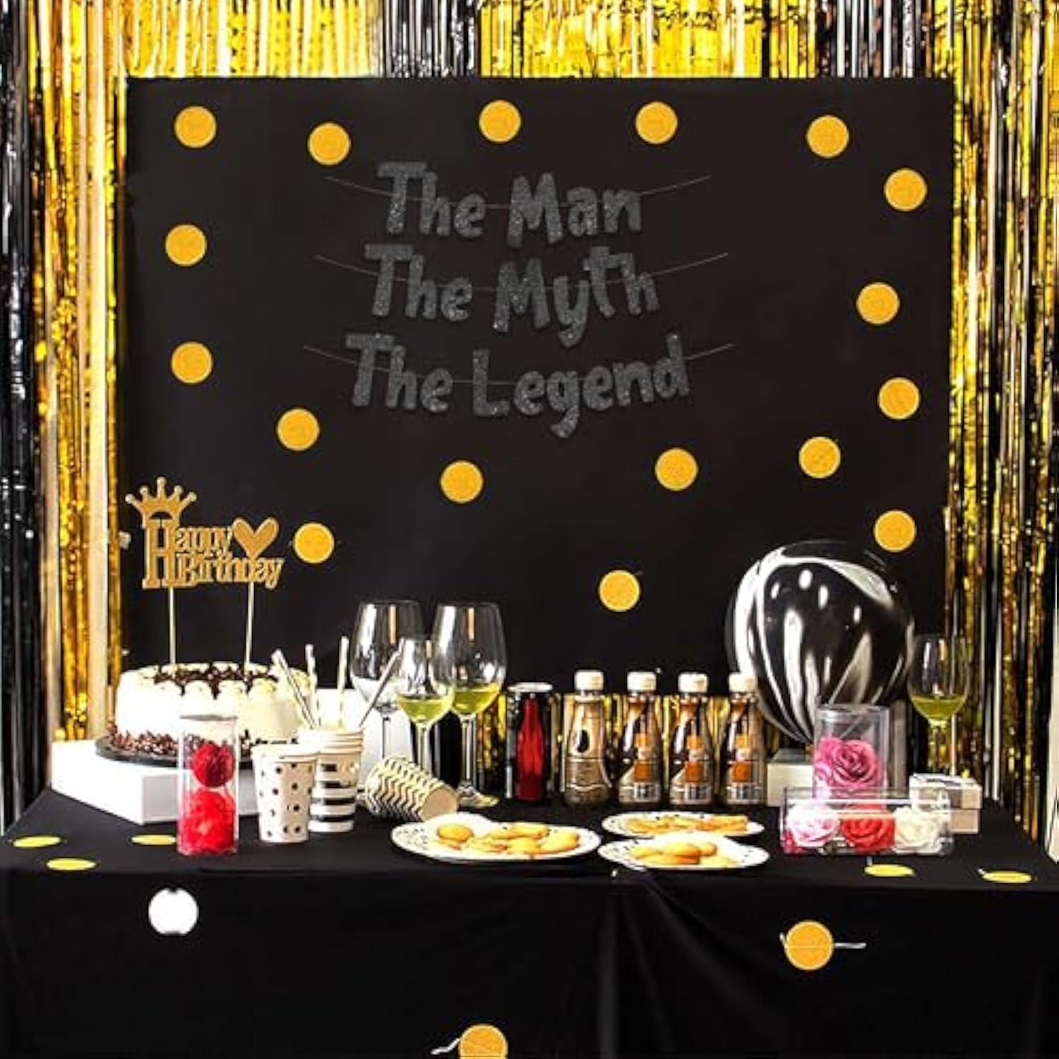 The Man The Myth The Legend Black Glitter Banner – Men’S Birthday, Bachelor Party, Retirement Party Supplies, Gifts And Decorations