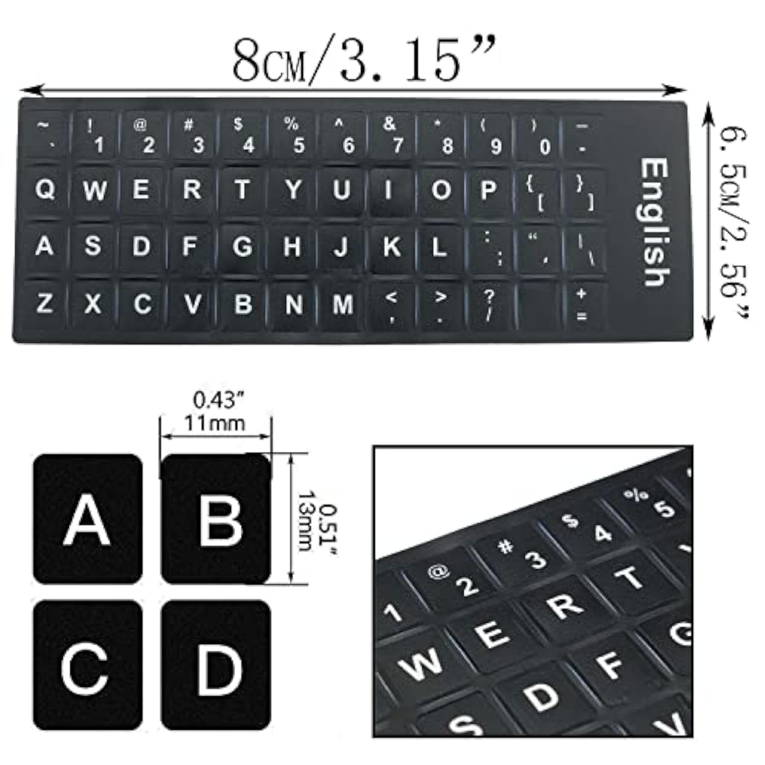 6Pcs Universal English Keyboard Letter Stickers Keyboard Letters Replacement S