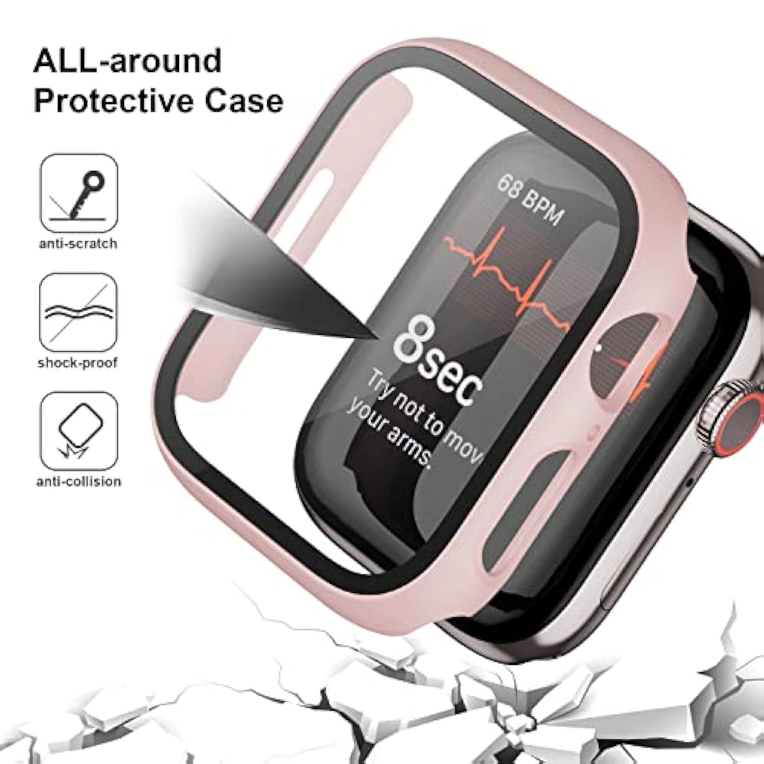 5 Pack Case With Tempered Glass Screen Protector For Watch Series 9 8 7 41Mm, Pc Hard Ultra-Thin Slim Fit Scratch Resistant Bumper Protective Cover For Iwatch S9 S8 S7 41Mm Accessories