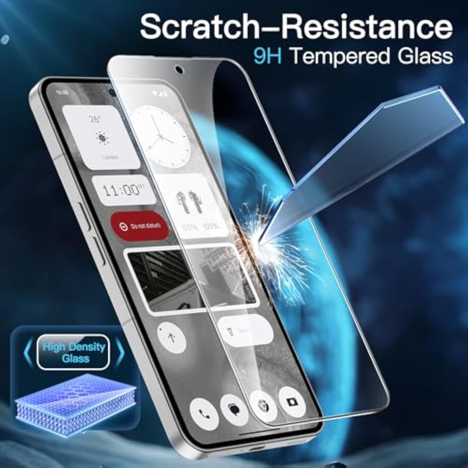 JETech Screen Protector for Nothing Phone 2 6.7-Inch, 9H Tempered Glass Film, Anti-Scratch, HD Clear, 3-Pack