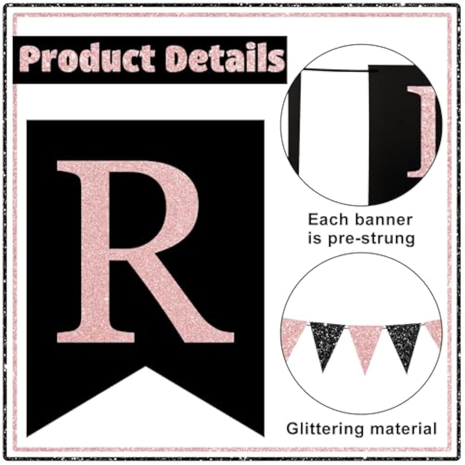 Happy Retirement Banner Rose Gold And Black Retirement Banner Glittery Pennant Flags Circle Dot Garland Retirements Party Decorations For Women Retirements Goodbye Farewell Going Away Party Decor
