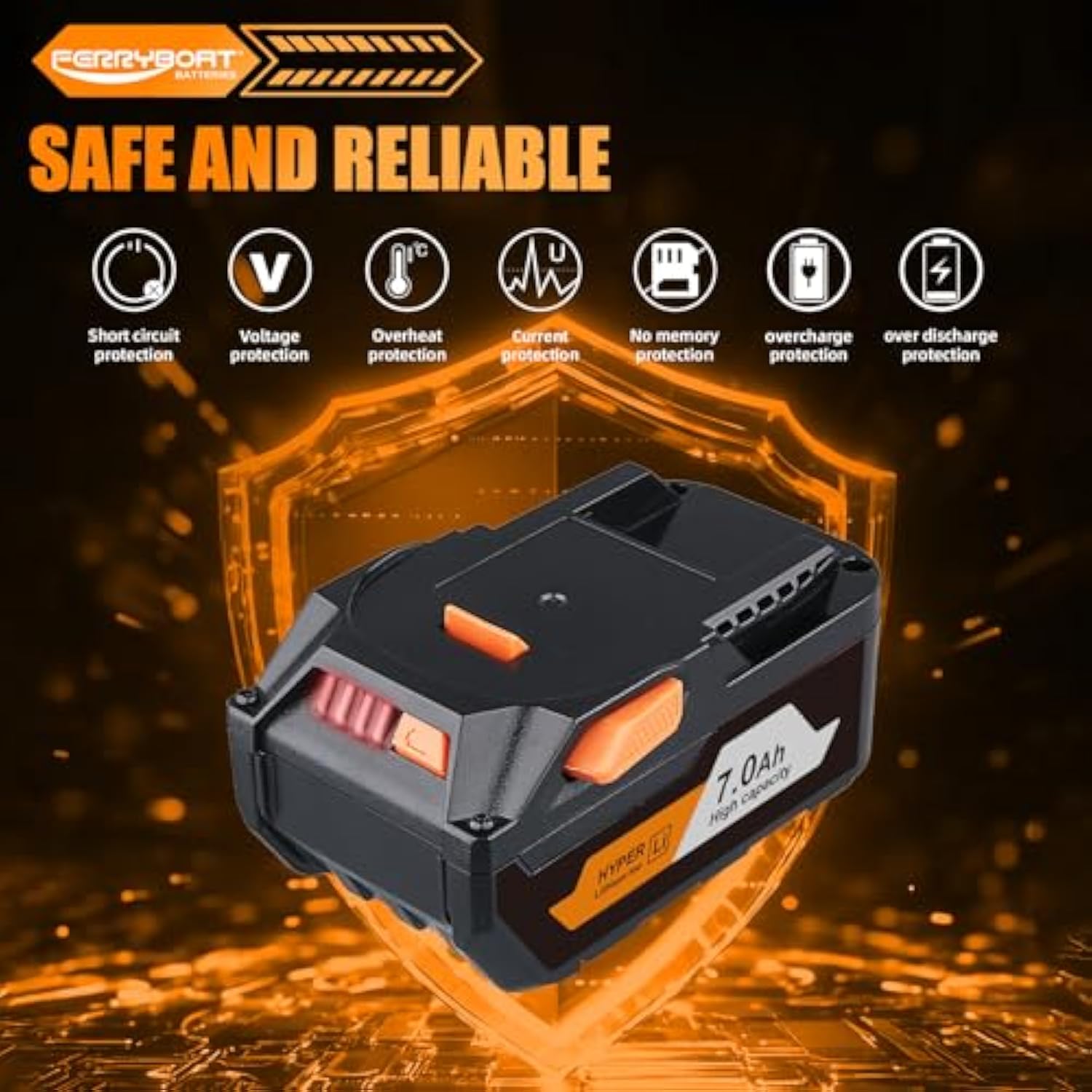 R840087 7.0Ah Replacement For Ridgid 18V Lithium Battery R840087 R840083 R840086 R840085 R840084 Ac840085 Ac840086 Ac840087P Ac840089 Power Tool Battery 2 Packs