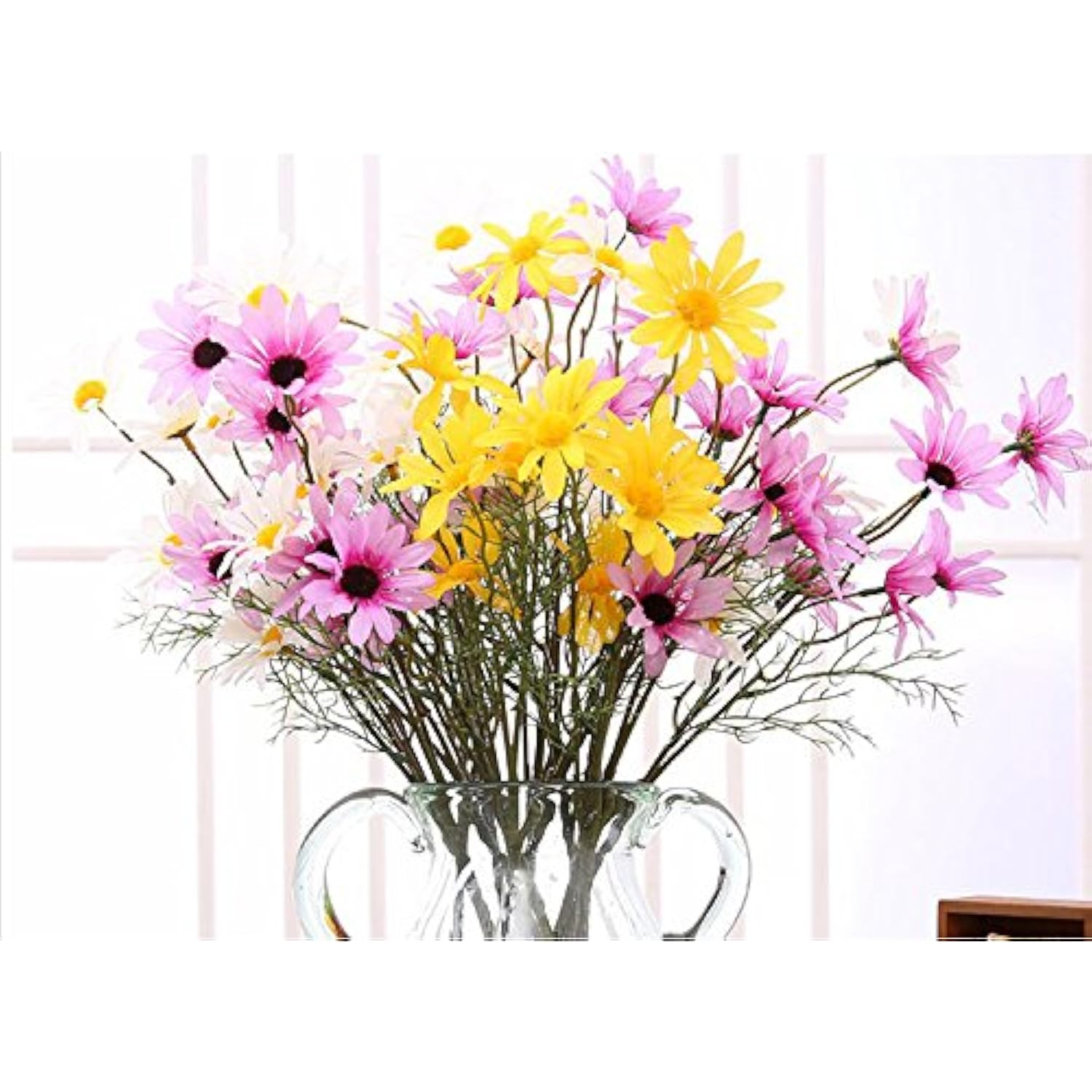10Pcs Artificial Daisy Flowers Flower Arrangements For Home Hotel Office Wedding Party Garden Craft Art Decor Each Approx 21" High No Vase Yellow