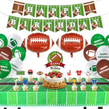 Football Theme Party Supplies - Including Happy Birthday Banner, Football Foil Balloons, Cake Topper, Tablecloth, Balloons For Game Day, And Football Birthday Party Decorations