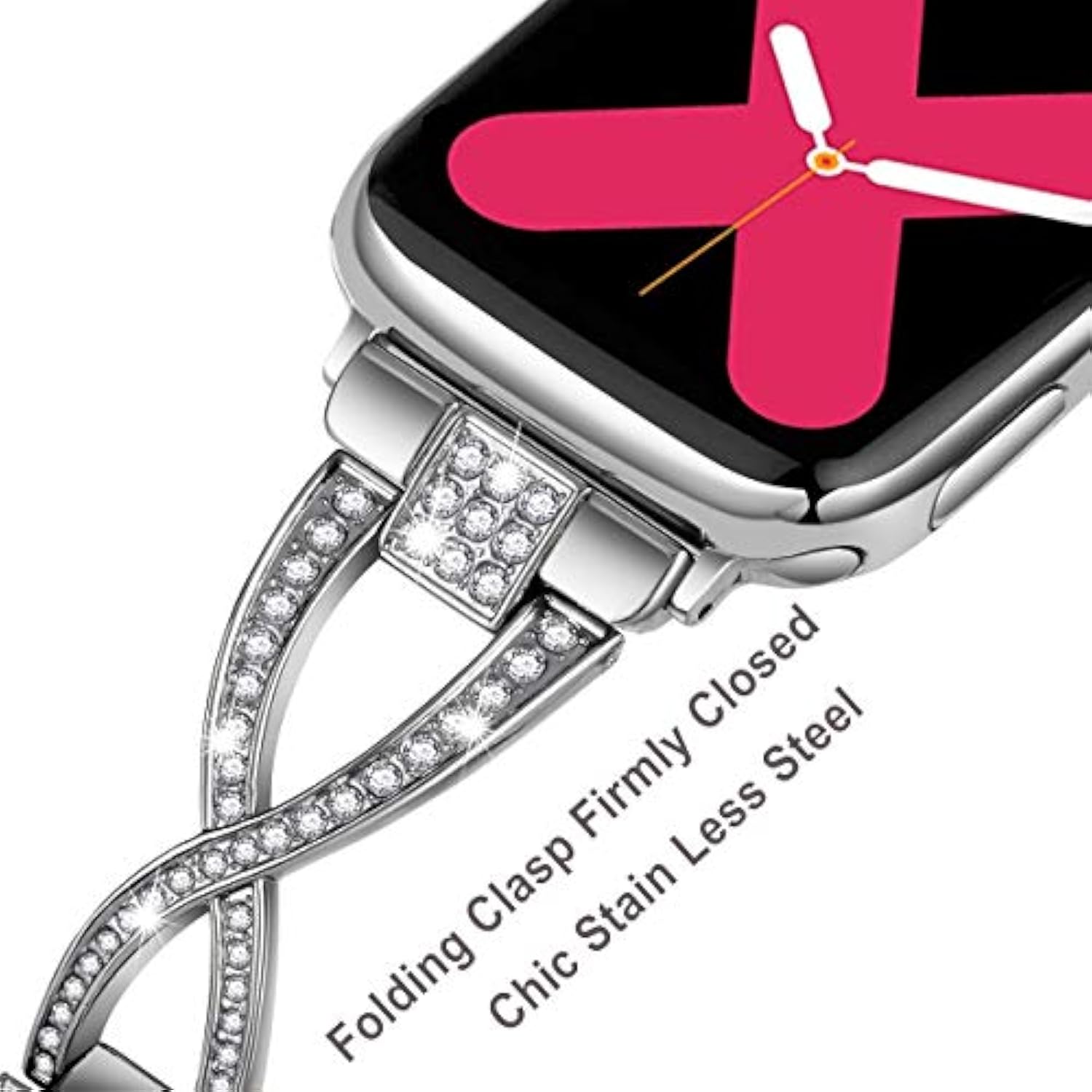 Bands For Apple Watch 38Mm 40Mm 41Mm 42Mm(Series10) Women Series 10 9 8 7 6 5 4 Se Iwatch Band Bling Metal Bracelet Dressy Fancy Cute Strap Silver