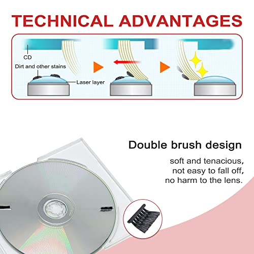 CD/VCD/DVD Player Cleaner Kit, Laser Lens Cleaning Disc with Double Brush Cleaning System, NS-2