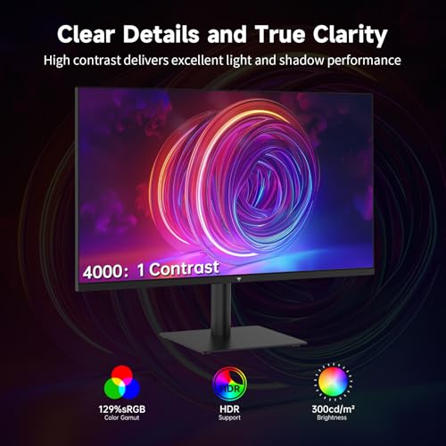27 Inch Qhd Computer Monitor, 2K 100Hz Ips Gaming Monitor, 1440P Frameless Eye Care Pc Office Monitor With Hdmi/Dp, Freesync & G-Sync, Hdr10, Vesa, Tilt Adjustable