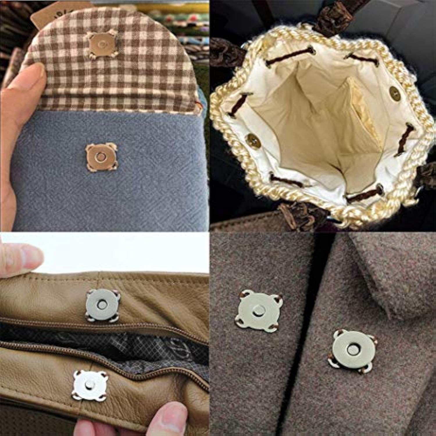 Wafjmaf 10 Sets Bronze Sew In Magnetic Bag Clasps Button Snaps Tone Pu