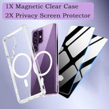 Samsung Galaxy S26 Ultra 5G Clear Magnetic Phone Case with Camera Protection and Privacy Screen Protector