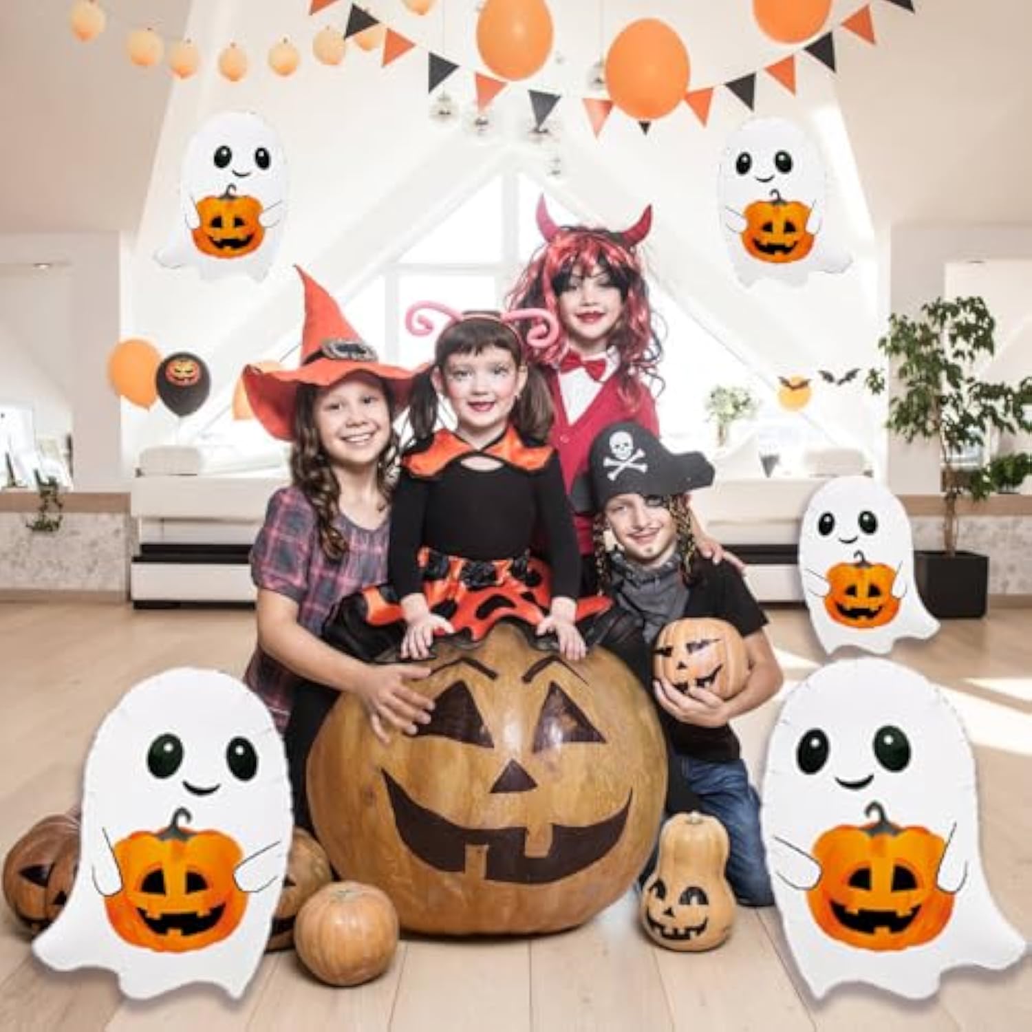 5Pc Halloween Ghost Foil Balloons – Spooky Party Decoration Set