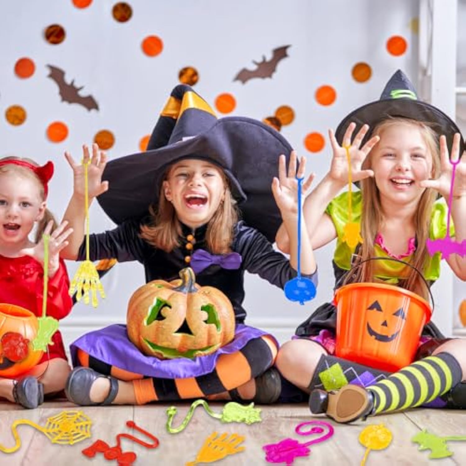 48 Pcs Halloween Sticky Hands Party Favors For Kids Stretchy Sticky Toys Bulk For Halloween Treats Goodie Bag Stuffers Fillers Classroom Exchange Prizes