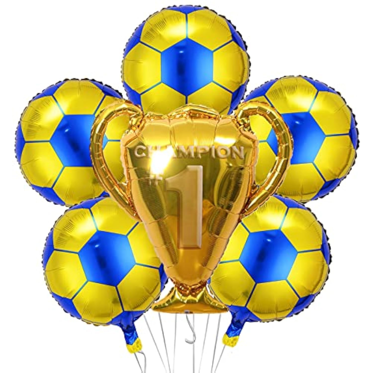 6-Pc Soccer Balloon Set with Trophy & Foil Balloons for Birthday or Sports Parties