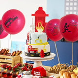 24 Pack 12" Fireman Firefighter Theme Latex Balloons Fire Engine Fire Truck Balloons Police Party Balloons For Kids Adults Birthday Baby Shower Supplies Party Decorations