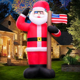 8Ft Christmas Patriotic Inflatable Outdoor Decoration, Santa Claus With American Flag, Led Lights Holiday Blow Up For Pa