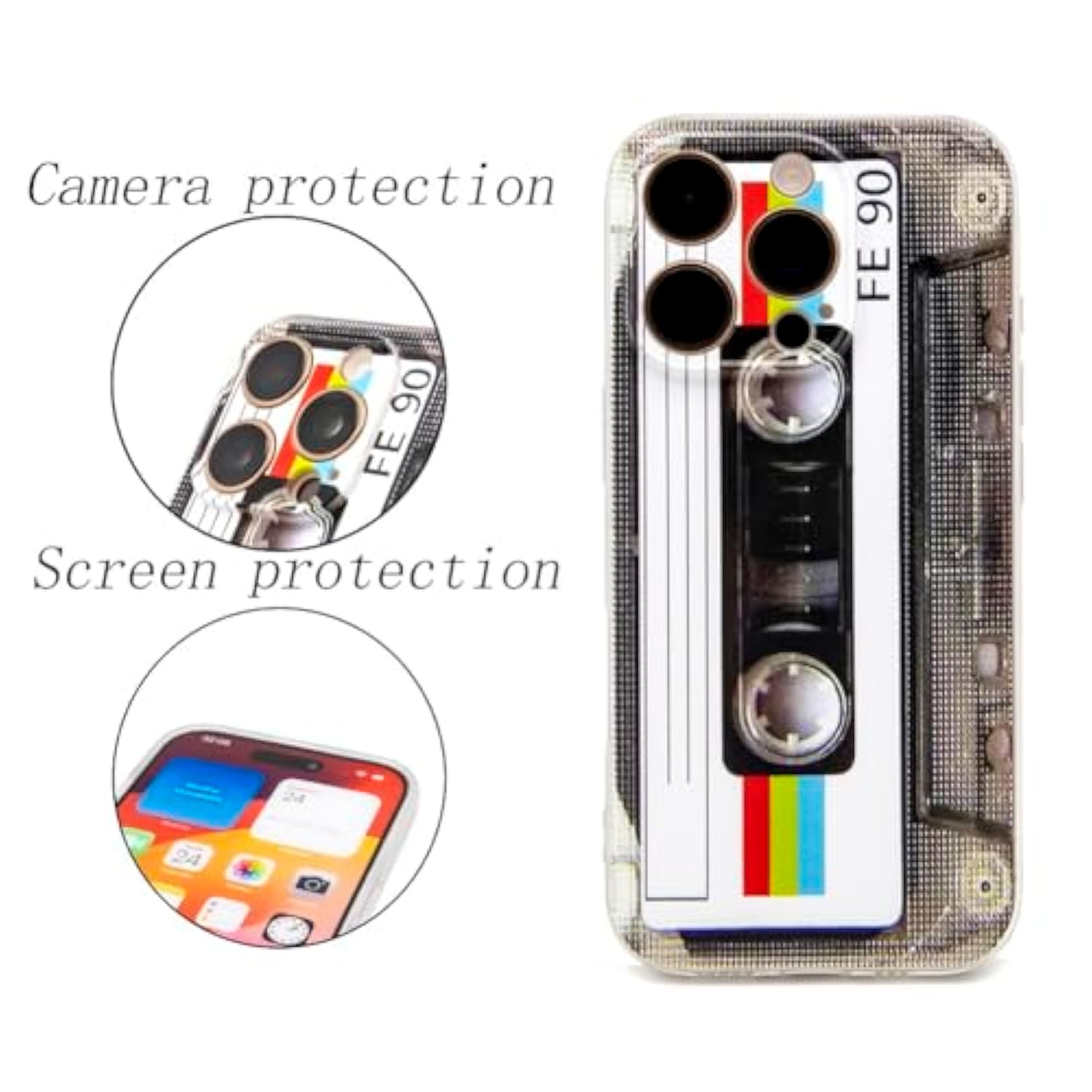 Case For Iphone 16 Pro Matte Finish Heavy Duty Soft Back Cover With Reinforced Corners Tpu Soft Bumper Retro Cassette Tape Case Compatible With Iphone 16 Pro