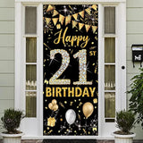 21st Birthday Door Banner: Black & Gold Party Decoration