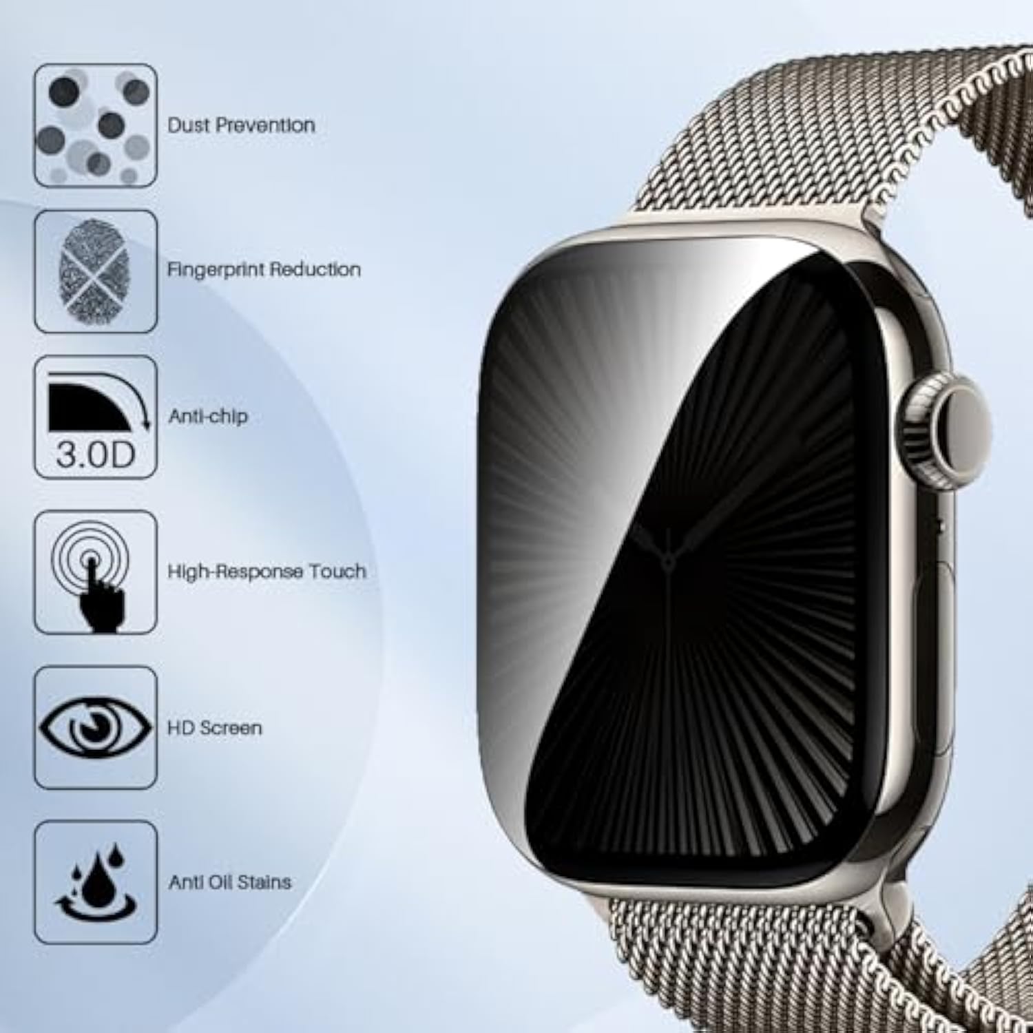 [4 Pack Privacy Screen Protector For Apple Watch Series 10-42 Mm,Premium Tpu Soft Full Coverage Film For Iwatch S10 2024, Anti-Spy Matte Black