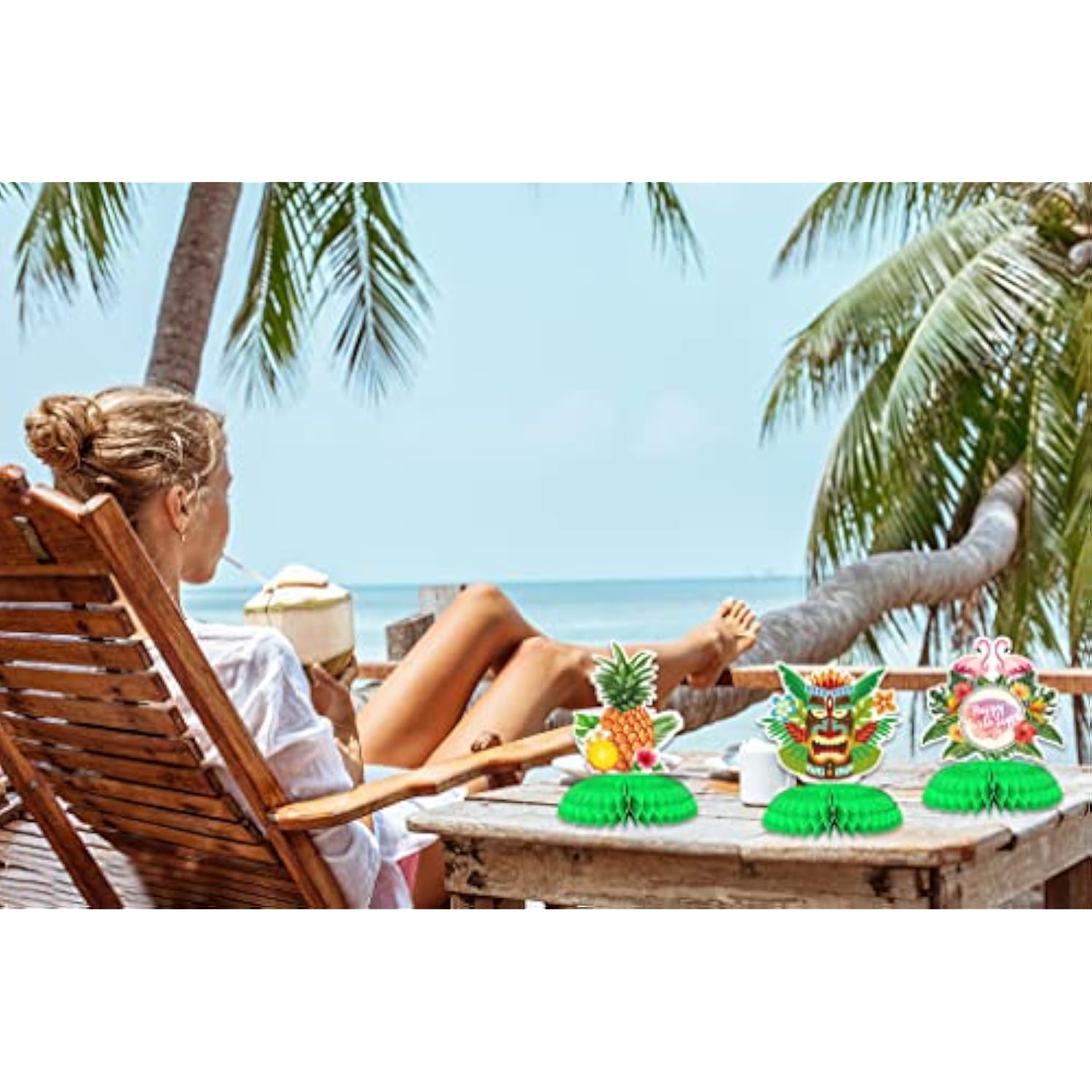 9Pcs Hawaiian Luau Honeycomb Centerpieces For Tables Home Party, Hawai