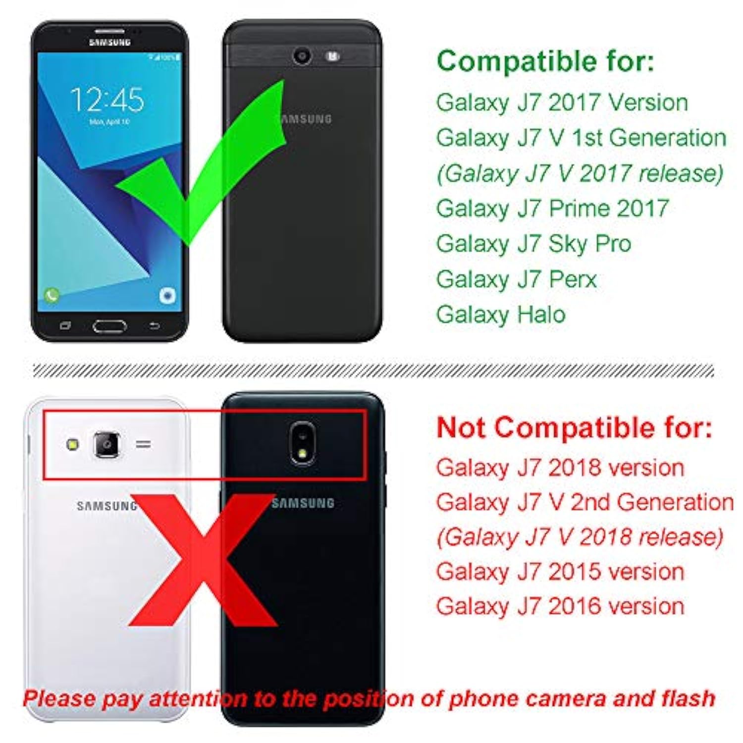 Shockproof Phone Case Cover For Samsung Galaxy J7 V 2017 (1St Gen) / Galaxy J7 2017 / Prime/Perx/Sky Pro/Halo [Black]