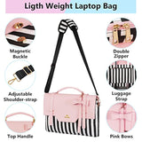 Laptop Bag For Women, 17 Inch Cute Computer Briefcase Laptop Carrying Case, Lightweight Messenger Sleeves Shoulder Work Tote Bag With Bow & Rfid Pocket Gifts For College Office Business, Pink