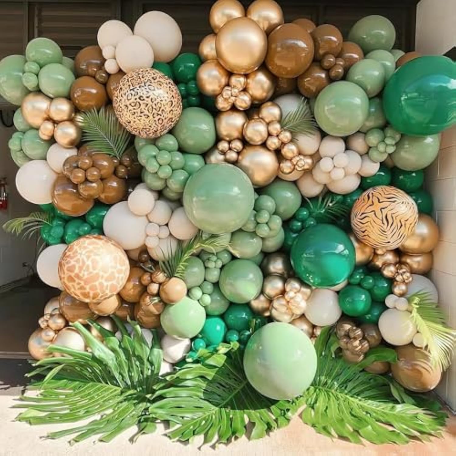 84pcs Sage Green Brown Balloon Garland Kit for Jungle, Safari, or Wild Party Decor