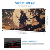 Japanese Style Gaming Mouse Pad, Extended Xxl Desk Mat With Cherry Blossom Art, 31.5 X 15.7 Inches, Non-Slip Base