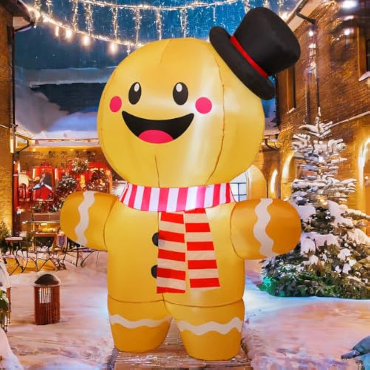 6.2 Ft Christmas Inflatables Gingerbread Man Outdoor Decorations Blow Up Yard Gingerbread Inflatable With Built-In Leds