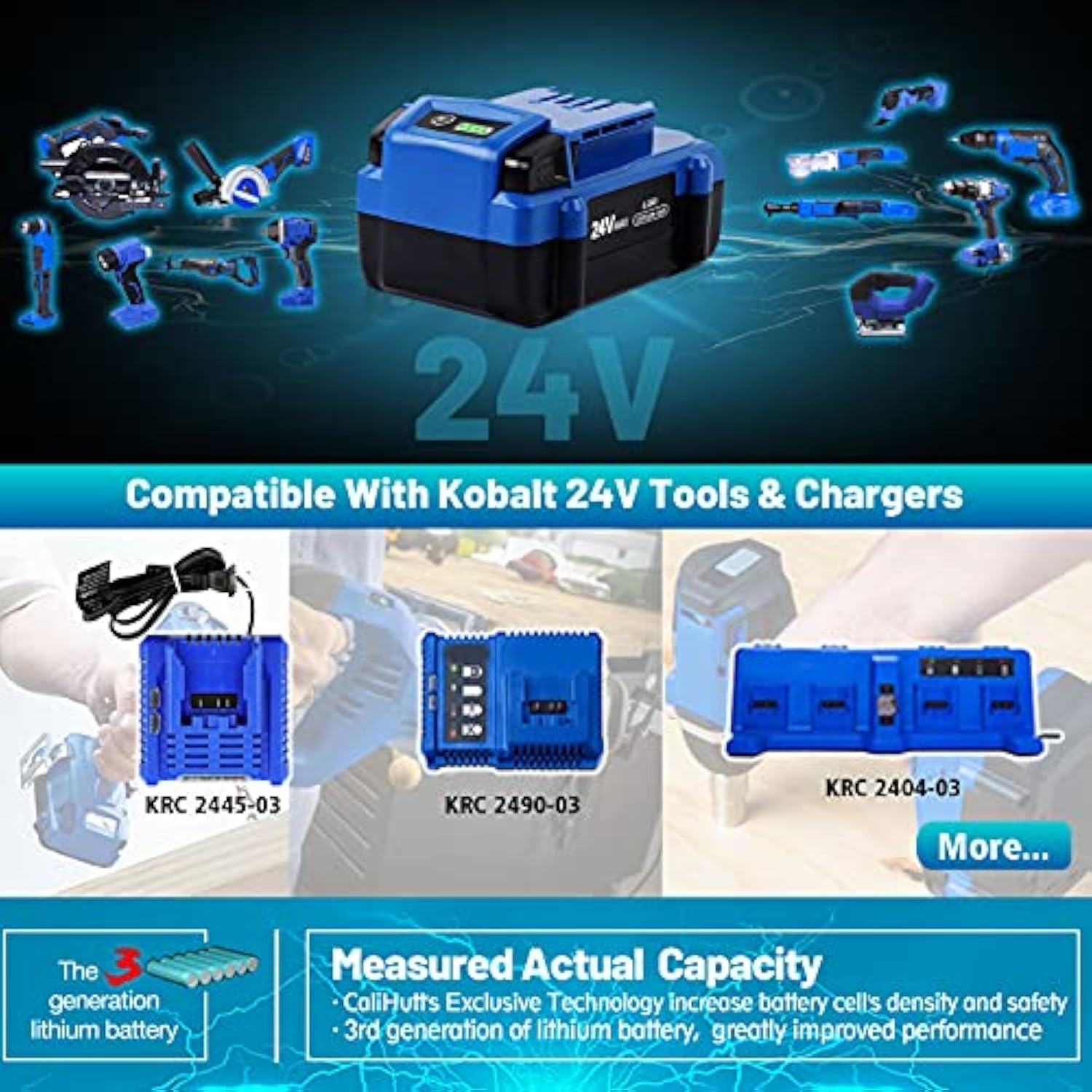?Upgrade!? 2Pack 6.0Ah Replace Battery For Kobalt 24V Battery Max Kb624-03 Kb524-03 Kb424-03 Kb224-03 Kb124-03 Lithium Ion Cordless Tools High Capacity Battery[Can'T Fit Snow Joe &Sun Joe &Chain Saw]