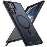 For Samsung Galaxy S22 Ultra Case Magnetic, [Wireless Charging Compatible ][Military Drop Protection] Translucent Matte Back Cover For S22 Ultra, Black