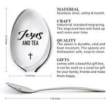 Christian Tea Spoon Gifts For Women Men, Tea And Jesus, Birthday Thanksgiving Christmas Religious Gifts For Tea Lover Mom Dad Daughter Son Grandma, Engraved Stainless Steel Tea Spoon Gifts