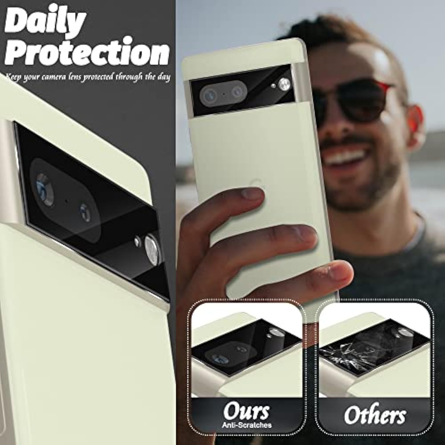 (3 Pack) Camera Lens Protector Compatible For Google Pixel 7 6.3-Inch, Protector De Cámera Tempered Glass 9 Hardness Hd Anti-Scratch Case Friendly Does Not Affect Night Shots